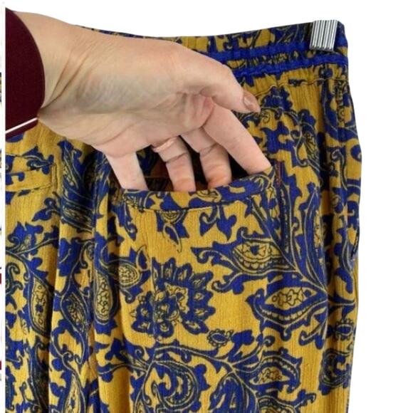 Anthropologie Exotic Palazzo Pants Sz S BLUE GOLD Paisely Hei Hei Tana Bohemian - Picture 7 of 13
